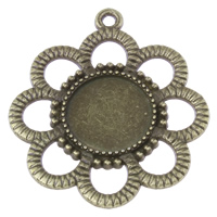 Zinc Alloy Pendant Cabochon Setting, Flower, plated Approx 1mm, Inner Approx 12mm, Approx 