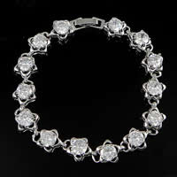 Cubic Zirconia Brass Bracelets, platinum color plated, with cubic zirconia Inch 