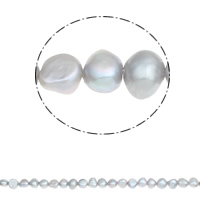 Barock kultivierten Süßwassersee Perlen, Natürliche kultivierte Süßwasserperlen, grau, 8-9mm, Bohrung:ca. 0.8mm, Länge:ca. 14.5 ZollInch, verkauft von Strang
