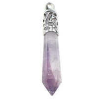Amethyst Pendant, with Brass, pendulum, platinum color plated, February Birthstone & natural Approx 4mm 