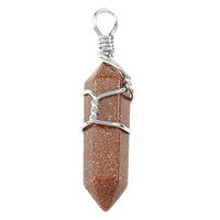 Goldstone Pendants, with Brass, pendulum, platinum color plated, natural Approx 