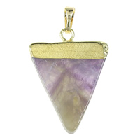 Amethyst Pendant, with Brass, Triangle, gold color plated, February Birthstone & natural Approx 