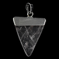 Clear Quartz Pendant, with Brass, Triangle, platinum color plated, natural Approx 