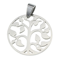 Stainless Steel Pendants, 304 Stainless Steel, Tree, hollow, original color Approx 