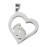 Stainless Steel Heart Pendants, 304 Stainless Steel, original color Approx 