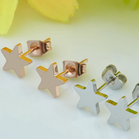 Titanium Steel Stud Earring, Star, plated 