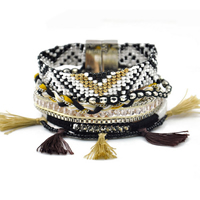 Mode brasilianische Hipanema Armbänder, Nylon, mit Ripsband & Kristall & Glas-Rocailles & Zinklegierung, plattiert, 8-Strang & facettierte, 40mm, Länge:ca. 7.4 ZollInch, verkauft von Strang