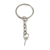 Iron Key Clasp, Donut, platinum color plated, oval chain  