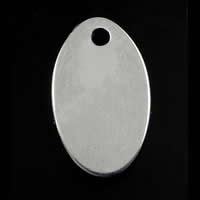 Stainless Steel Tag Charm, 304 Stainless Steel, Flat Oval, machine polishing, original color Approx 1.5mm 