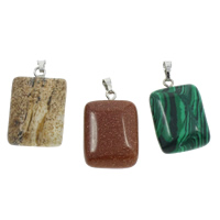 Mixed Gemstone Pendants, with brass bail, natural  Approx 