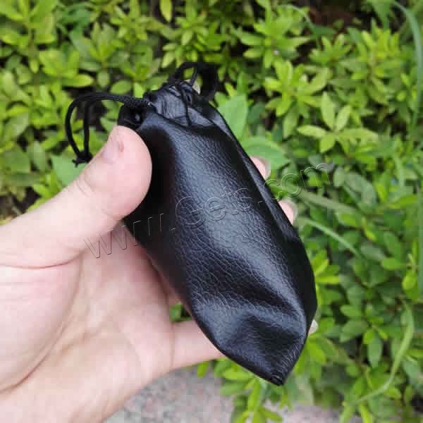 PU Leather Drawstring Pouches, with Nylon Cord, different size for choice, black, Sold By PC