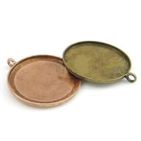 Brass Pendant Cabochon Setting, Flat Round, plated Inner Approx 25mm 