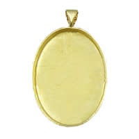 Brass Pendant Cabochon Setting, Flat Oval, plated Approx Inner Approx 