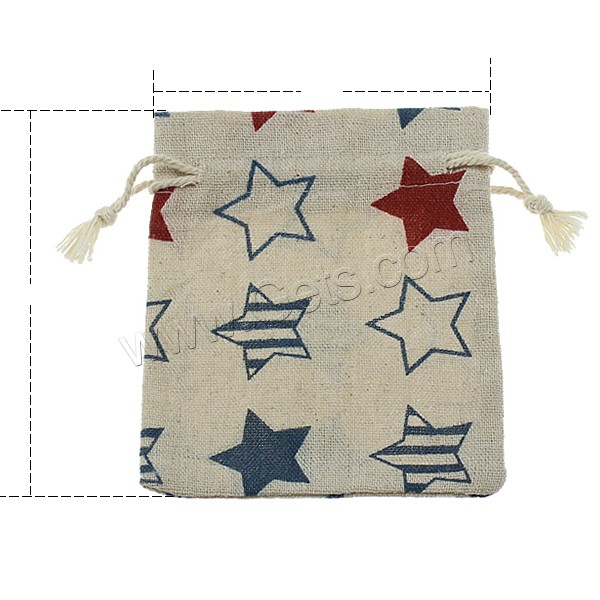 Linen Jewelry Pouches Bags, Rectangle, with star pattern & different size for choice, Sold By PC