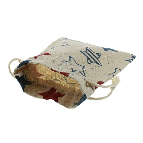 Linen Jewelry Pouches Bags, Rectangle, with star pattern & different size for choice, Sold By PC