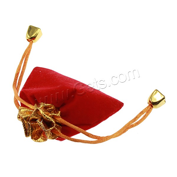 Bolsa de regalo de terciopelo, Pana, con cordón de nylon & Poliéster & Plástico, Rectángular, chapado en color dorado, diverso tamaño para la opción, Rojo, Vendido por UD