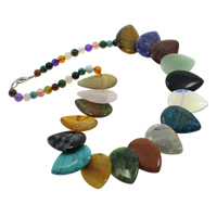 Gemstone Necklaces, zinc alloy lobster clasp, Teardrop, natural, 6mm Approx 18.5 Inch 