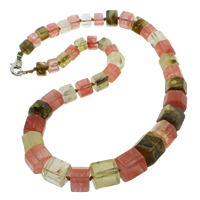 Gemstone Necklaces, zinc alloy lobster clasp, Column, natural, graduated beads, 9-16mm Approx 18.5 Inch 