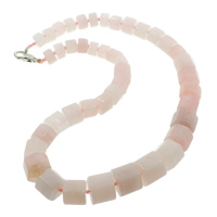 Pink Agate Necklace, zinc alloy lobster clasp, Column, natural, graduated beads, 9-16mm Approx 18.5 Inch 