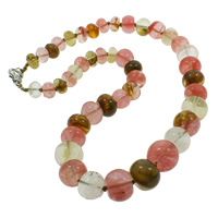 Watermelon Necklace, zinc alloy lobster clasp, Rondelle, natural, graduated beads, 10-18mm Approx 18 Inch 