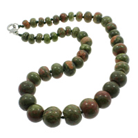 Ruby in Zoisite Necklace, zinc alloy lobster clasp, Rondelle, graduated beads, 10-18mm Approx 18 Inch 