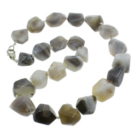 Grey Agate Necklace, zinc alloy lobster clasp, natural, 11-22mm Approx 18 Inch 