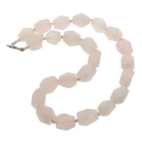 Rose Quartz Necklace, zinc alloy lobster clasp, natural, 11-22mm Approx 18 Inch 
