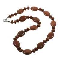Goldstone Necklace, zinc alloy lobster clasp, Flat Oval, natural Approx 17 Inch 
