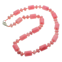 Rhodochrosite Necklace, zinc alloy lobster clasp, Column, natural  Approx 17 Inch 