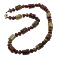 Mahogany Obsidian Necklace, zinc alloy lobster clasp, Column, natural  Approx 17 Inch 