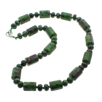 Ruby in Zoisite Necklace, zinc alloy lobster clasp, Column  Approx 17 Inch 