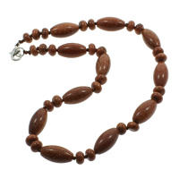 Goldstone Necklace, zinc alloy lobster clasp, Oval, natural  Approx 16.5 Inch 