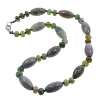Gemstone Necklace, zinc alloy lobster clasp, Oval, natural  Approx 16.5 Inch 