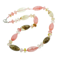 Watermelon Necklace, zinc alloy lobster clasp, Oval, natural  Approx 16.5 Inch 