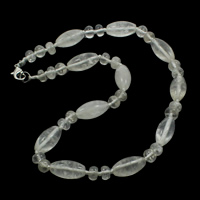 Clear Quartz Necklace, zinc alloy lobster clasp, Oval, natural  Approx 16.5 Inch 