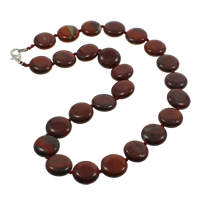 Red Jasper Necklace, zinc alloy lobster clasp, Flat Round, natural Approx 17 Inch 