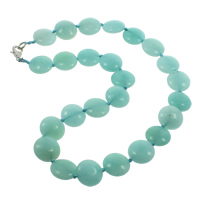 Aquamarine Necklace, zinc alloy lobster clasp, Flat Round, natural, March Birthstone Approx 17 Inch 