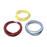 PU Leather Cord Bracelets, brass bayonet clasp, platinum color plated  & two tone 4mm Approx 31 Inch 