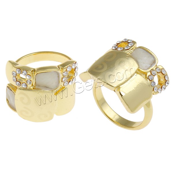 Cats Eye Zinc Alloy Finger Ring, with Cats Eye, Square, real gold plated, different size for choice & for woman & with rhinestone, nickel, lead & cadmium free, 21x18x27mm, Sold By PC