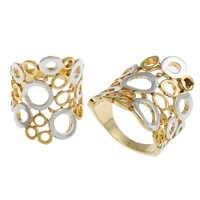 Zinc Alloy Finger Ring, plated & for woman & two tone, nickel, lead & cadmium free 