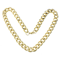 Stainless Steel Chain Necklace, gold color plated, curb chain Approx 24 Inch 
