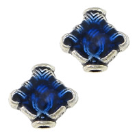 Enamel Zinc Alloy Beads, Chinese Knot, silver color plated, double-sided enamel & imitation cloisonne & blacken, blue Approx 1.5mm 