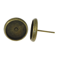 Brass Earring Stud Component, stainless steel post pin, Flat Round, plated Inner Approx 10mm 