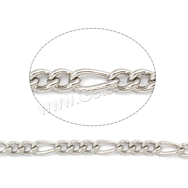 Stainless Steel Figaro Chain, 304 Stainless Steel, different size for choice, original color, Sold By m