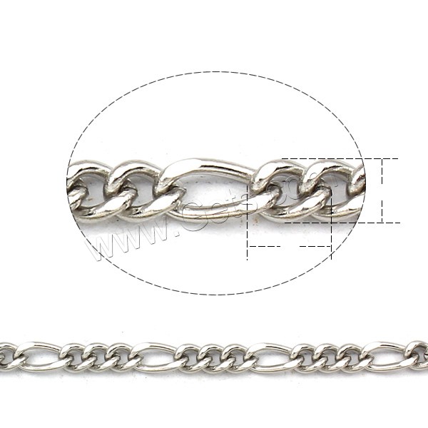 Stainless Steel Figaro Chain, 304 Stainless Steel, different size for choice, original color, Sold By m