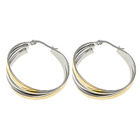 Stainless Steel Hoop Earring, plated, two tone 