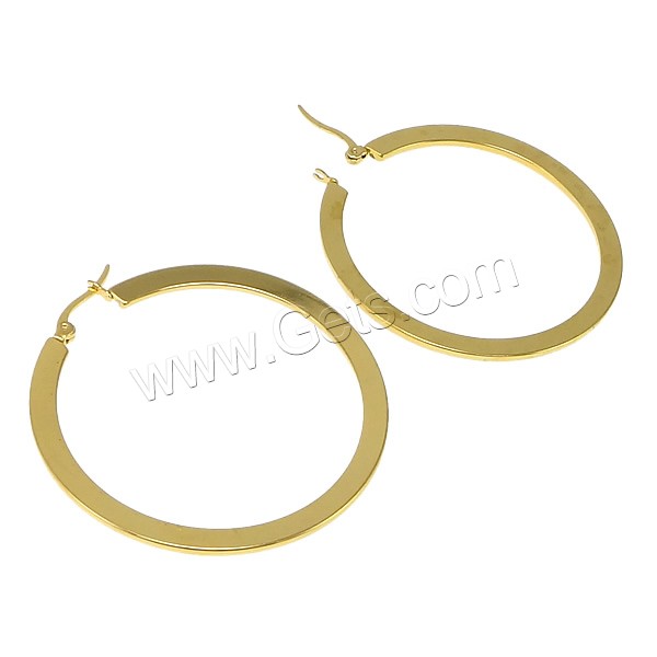 Stainless Steel Hoop Earring, with Rhinestone Clay Pave, gold color plated, different size for choice, Sold By Pair