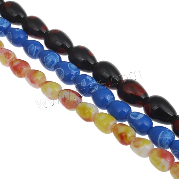 Floral Glass Beads, Teardrop, printing, different size for choice & different designs for choice & faceted, Hole:Approx 1mm, Sold By Strand