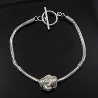 316 Stainless Steel European Bracelet, Flower, original color Approx 7.5 Inch 