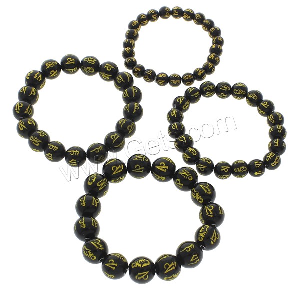 Wrist Mala, Glass, Round, Buddhist jewelry & om mani padme hum & different size for choice & gold accent, black, Length:Approx 7.5 Inch, 15PCs/Strand, Sold By Strand